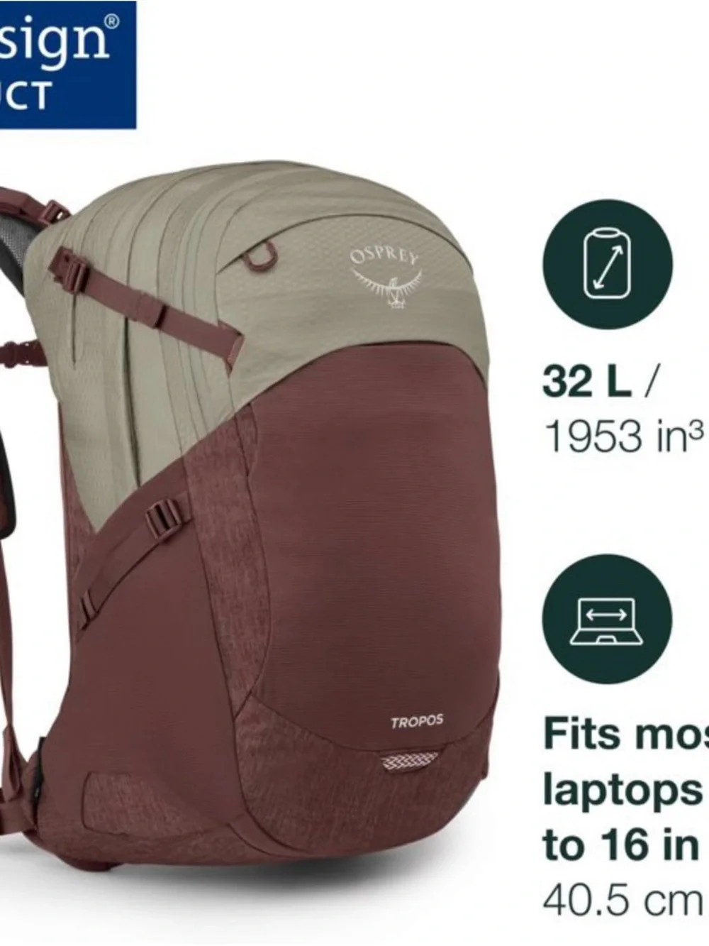 Osprey Tropos 32 Pack laptop tech backpack bag phantom grey gray black 32L